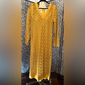 Elegant Mustard Lace Dress